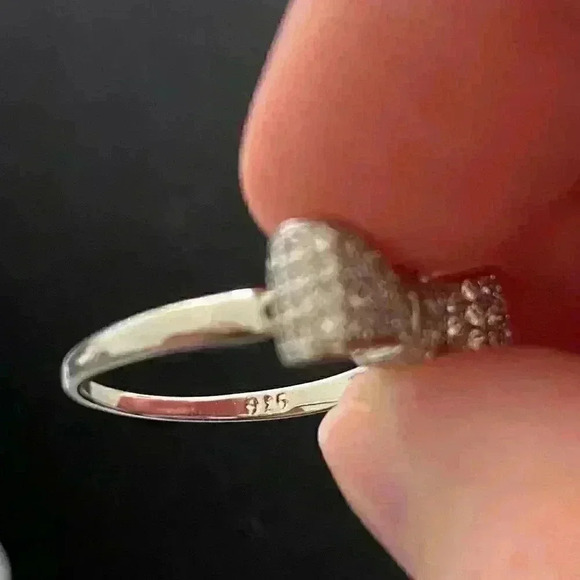 Sterling Silver Diamond Milgrain Bow Ring - Picture 11 of 11